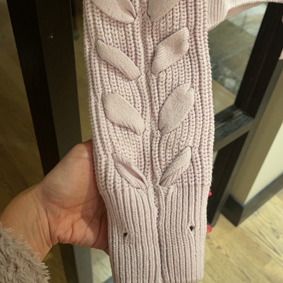 Lilac knit crewnecks sweater with lace up sleeve detail - Picture 2 of 3